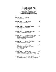 The Secret Pet By Shelley Shelley Davidow Published by Whole Spirit Press http://WholeSpiritPress.Com Table of Contents/Phonetic Concepts