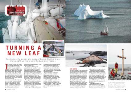 ocean  adventure by Don McIntyre  Snow Petrel iced-up during a blizzard in Boat Harbour, Cape Denison.