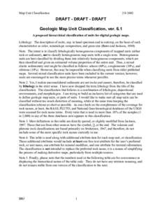 Map Unit Classification[removed]DRAFT - DRAFT - DRAFT Geologic Map Unit Classification, ver. 6.1