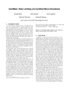 CentMail: Rate Limiting via Certified Micro-Donations Sharad Goel Jake Hofman  David M. Pennock