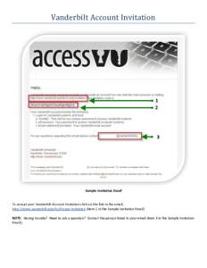 Vanderbilt Account Invitation  Sample Invitation Email To accept your Vanderbilt Account Invitation click on the link in the email, http://www.vanderbilt.edu/its/Accept Invitation (Item 1 in the Sample Invitation Email)