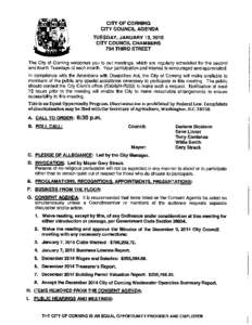 CITY OF CORNING CITY COUNCIL AGENDA TUESDAY, JANUARY 13, 2015 CITY COUNCIL CHAMBERS 794 THIRD STREET