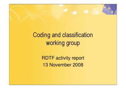 RDTF Coding and classif Nov 08.ppt