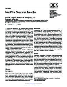 Short Report  Identifying Fingerprint Expertise Psychological Science–997