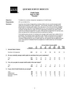 QUICKIE SURVEY RESULTS Credit Cards April 19, 2001 **Results** Objective: