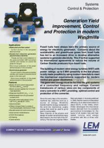 Systems Control & Protection Generation Yield improvement, Control and Protection in modern