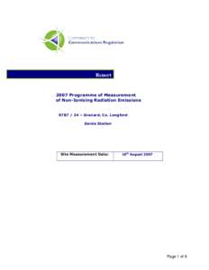 ReportProgramme of Measurement of Non-Ionising Radiation Emissions – Granard, Co. Longford