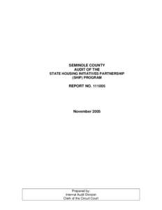 SEMINOLE COUNTY AUDIT OF THE STATE HOUSING INITIATIVES PARTNERSHIP (SHIP) PROGRAM  REPORT NO[removed]