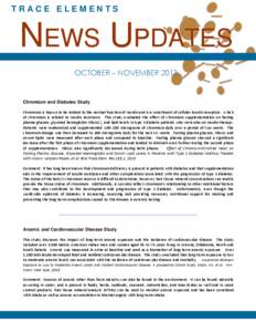TRACE ELEMENTS  NEWS UPDATES OCTOBER – NOVEMBER[removed]Chromium and Diabetes Study