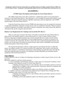 Clean Water State Revolving Fund / Federal assistance in the United States / Water supply and sanitation in the United States / Green infrastructure / Infrastructure / Energy conservation / Stormwater / United States Wind Energy Policy / Water Resources Development Act / Environment / Water pollution / Earth