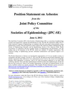 Position Statement on Asbestos from the