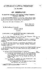 No. 45 of[removed]AN ORDINANCE To amend the Companies (Life Insurance Holding Ordinance[removed].