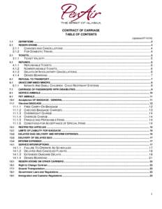 CONTRACT OF CARRIAGE TABLE OF CONTENTS (UpdatedDEFINITIONS ..................................................................................................................................................