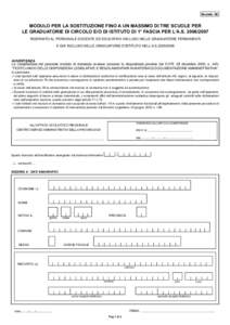 Modello 3B  MODULO PER LA SOSTITUZIONE FINO A UN MASSIMO DI TRE SCUOLE PER LE GRADUATORIE DI CIRCOLO E/O DI ISTITUTO DI 1° FASCIA PER L’A.SRISERVATO AL PERSONALE DOCENTE ED EDUCATIVO INCLUSO NELLE GRADUATO