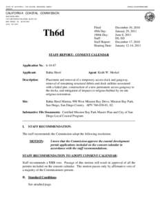 California Coastal Commission Staff Report and Recommendation Regarding Coastal Development Permit No[removed]Bahia Hotel (Mission Bay Park, San Diego)