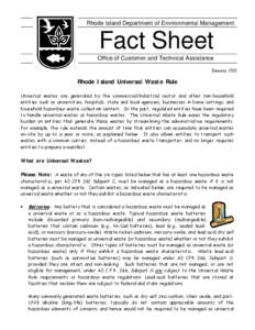 RI DEM/OCTA- Universal Waste Rule Fact Sheet