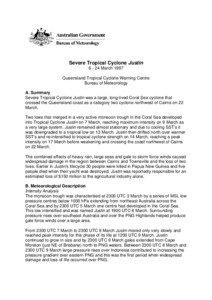 Severe Tropical Cyclone Justin[removed]March 1997 Queensland Tropical Cyclone Warning Centre