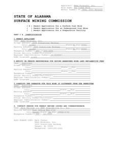 Applicant: Reed Minerals, Inc. Mine Name: Jap Creek Mine Permit Number: P- 3808, 2014 Renewal STATE OF ALABAMA SURFACE MINING COMMISSION