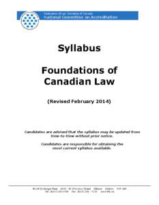 Federation of Law Societies of Canada  National Committee on Accreditation Syllabus Foundations of