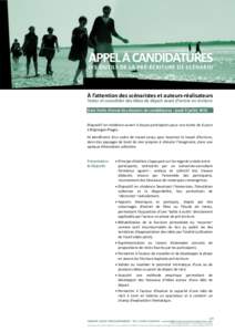 APPEL À CANDIDATURES  LES OUTILS DE LA PRÉ-ÉCRITURE DE SCÉNARIO À l’attention des scénaristes et auteurs-réalisateurs Tester et consolider des idées de départ avant d’entrer en écriture