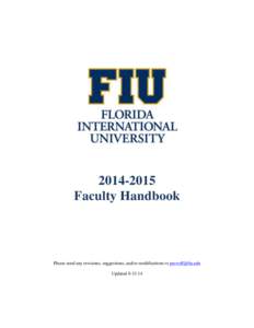 Faculty Handbook Please send any revisions, suggestions, and/or modifications to  Updated