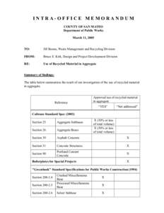 INTRA-OFFICE MEMORANDUM COUNTY OF SAN MATEO Department of Public Works March 11, 2005 TO: