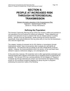 2004 HIV Comprehensive Prevention Plan for Vermont - Section 6