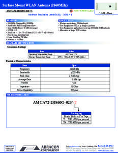 Surface Mount WLAN Antenna (2860MHz) AMCA72-2R860G-02F-T Pb  RoHS / RoHS II Compliant