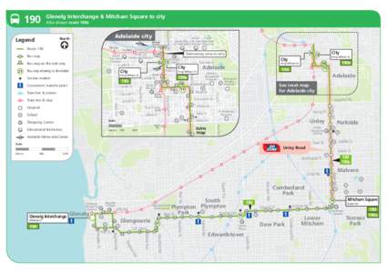 vvvv  190 Glenelg Interchange & Mitcham Square to city Also shows route 190B