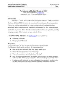 Green Chemistry Activity Template