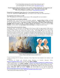 French-Canadian Exploration, Missionary Work, and Fur Trading in Hudson Bay, the Great Lakes, and Mississippi Valley During the 17th Century – Part 4 – July 1663 to 1668 Diane Wolford Sheppard© 2010, 2013, FCHSM mem