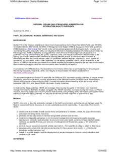 Hydrographic survey / Evaluation / OMB Circular A-130 / Data Quality Act / Government / Science / Earth / U.S. Government peer review policies / United States Office of Management and Budget / Environmental data / National Oceanic and Atmospheric Administration