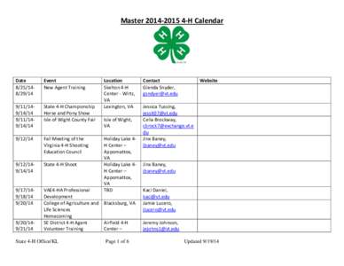 Master[removed]H Calendar  Date[removed]Event