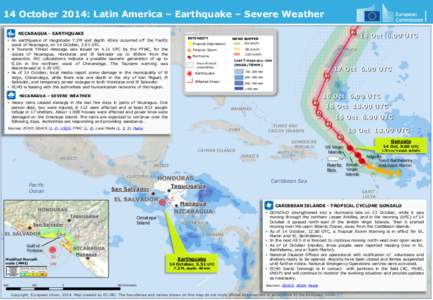 14 October 2014: Latin America – Earthquake – Severe Weather Legend Legend  Recent earthquakes