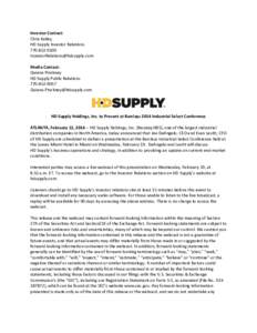 Investor Contact: Chris Kelley HD Supply Investor RelationsMedia Contact: