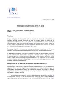 Comité Toulon Provence Corse Toulon, 25 janvier 2018 FICHE DOCUMENTAIRE IFM n° 2/18 Objet : Le gaz naturel liquéfié (GNL) -oPréambule