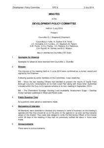 Development Policy Committee  DPC 6 3 July 2014