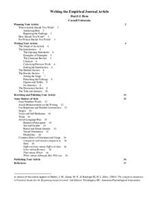 Writing the Empirical Journal Article Daryl J. Bem Cornell University Planning Your Article Which Article Should You Write? 2 Analyzing Data 2