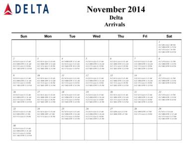 November 2014 Delta Arrivals Sun  Mon