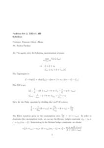 Problem Set 2, IDEA-UAB Solutions Professor: Francesc Obiols i Homs TA: Rodica Fazakas  1.1 The agents solve the following maximization problem: