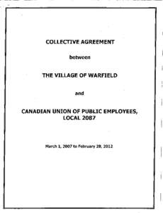 COLLECTIVE AGREEMENT between THE VILLAGE OF WARFIELD  and