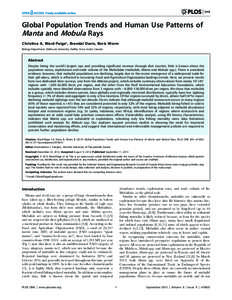 Global Population Trends and Human Use Patterns of Manta and Mobula Rays Christine A. Ward-Paige*, Brendal Davis, Boris Worm Biology Department, Dalhousie University, Halifax, Nova Scotia, Canada  Abstract