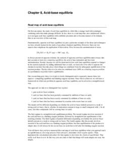 Chapter 8, Acid-base equilibria  Road map of acid-base equilibria On first encounter, the study of acid-base equilibria is a little like a strange land with seemingly confusing trails that make passage difficult. In fact