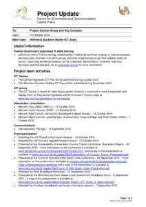Project Update Centre for eCommerce and Communications Lateral Plains To:  Project Control Group and Key Contacts