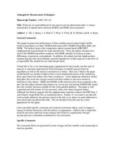 Atmospheric Measurement Techniques Manuscript Number: AMT[removed]Title: Where do we need additional in situ aerosol and sun photometer data?: a critical examination of spatial biases between MODIS and MISR aerosol produ