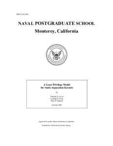 NPS-CS[removed]NAVAL POSTGRADUATE SCHOOL Monterey, California