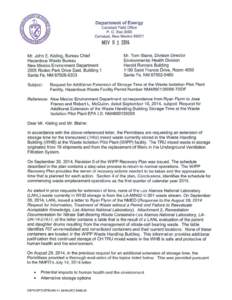 Department of Energy Carlsbad Field Office P. 0. Box 3090 Carlsbad, New Mexico[removed]NOV[removed]