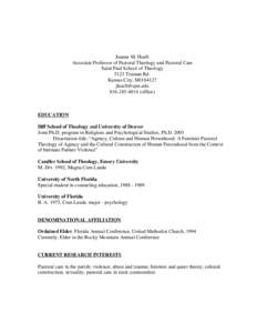 Jeanne M. Hoeft Associate Professor of Pastoral Theology and Pastoral Care Saint Paul School of Theology 5123 Truman Rd. Kansas City, MO 64127 