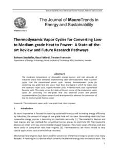 Thermodynamic cycles / Thermodynamics / Mechanical engineering / Heating /  ventilating /  and air conditioning / Organic Rankine cycle / Rankine cycle / Heat engine / Kalina cycle / Geothermal electricity / Energy / Energy conversion / Technology