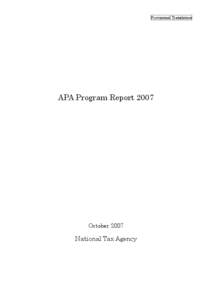 Provisional Translation  APA Program Report 2007 October 2007